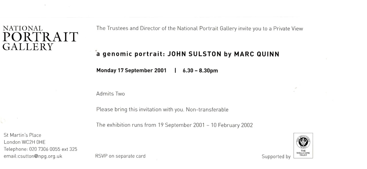 A Genomic Portrait: Sir John Sulston by Marc Quinn